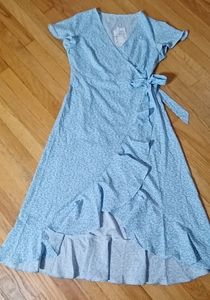 Bohemian Floral Print V-neck Drawstring Waist Short Sleeve Maxi Dress